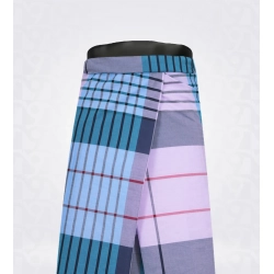Turquoise blue Checked Cotton lungi